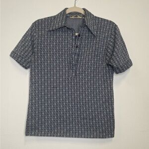 Navy Patterned Polo Shirt